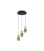TRIO SUSPENSION ROBIN METAL TAPIS 3XE27 LAITON VERR FUME 37CM