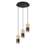 TRIO SUSPENSION ROBIN METAL TAPIS 3XE27 LAITON VERR FUME 37CM