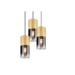 TRIO SUSPENSION ROBIN METAL TAPIS 3XE27 LAITON VERR FUME 37CM