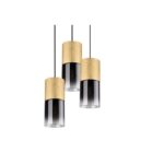 TRIO SUSPENSION ROBIN METAL TAPIS 3XE27 LAITON VERR FUME 37CM
