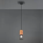 TRIO SUSPENSION TOSH METALE NOIR MAT+BOIS CLAIR Q 10CM