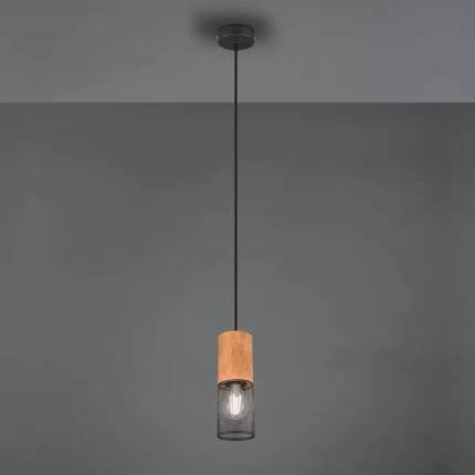 TRIO SUSPENSION TOSH METALE NOIR MAT+BOIS CLAIR Q 10CM