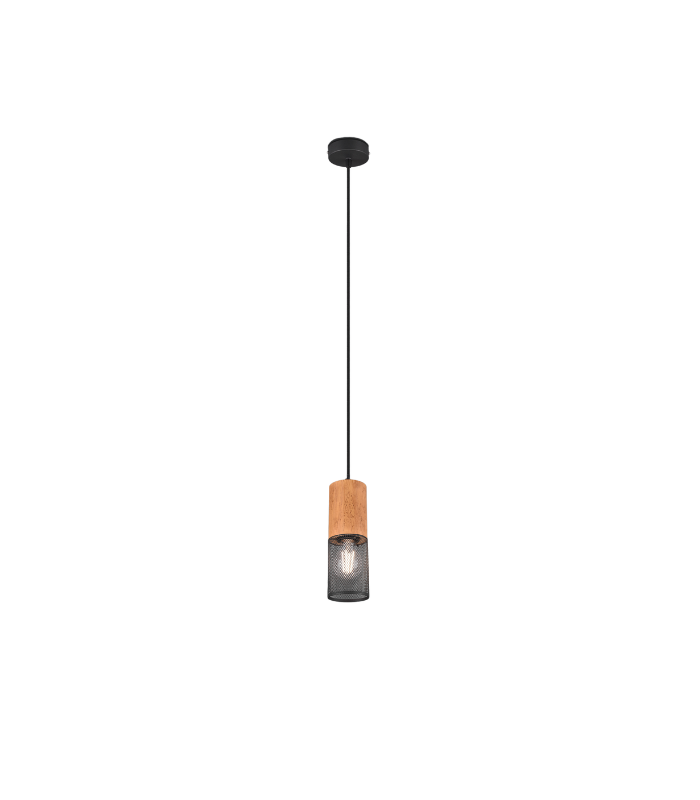 TRIO SUSPENSION TOSH METALE NOIR MAT+BOIS CLAIR Q 10CM TRIO SUSPENSION TOSH METALE NOIR MAT+BOIS CLAIR Q 10CM