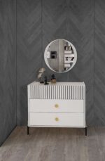 TUNA  PACK  LIT + SOMMIER 160X200 CM + 2 CHEVETS + COMMODE + MIROIR