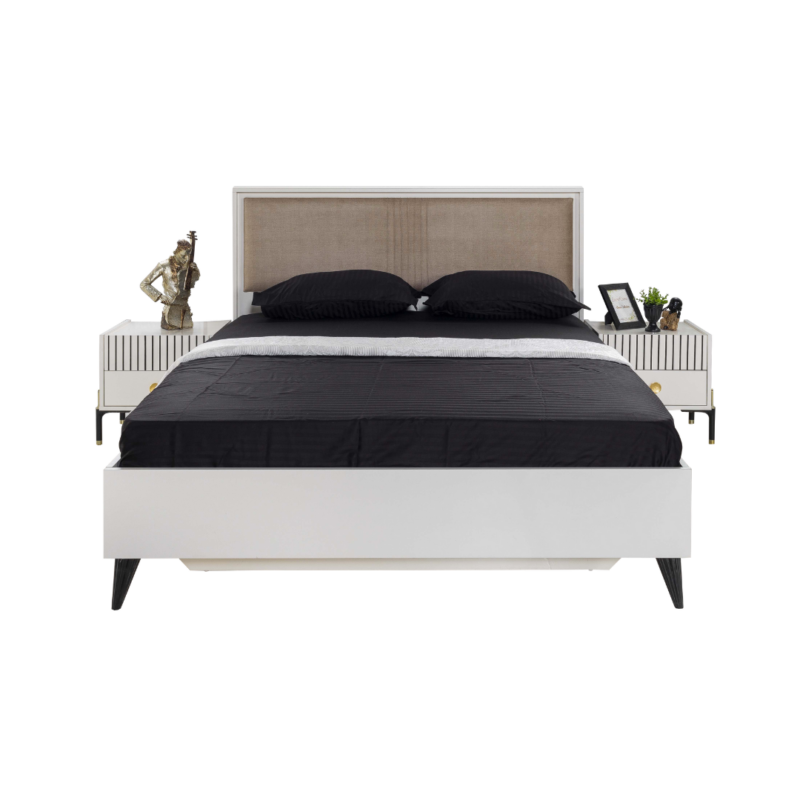 TUNA  PACK  LIT + SOMMIER 160X200 CM + 2 CHEVETS + COMMODE + MIROIR