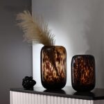 VASE EN VERRE MOAI VISAGE MARRON LONG