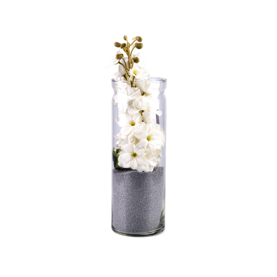 VASE LONG TRANSPARANT EN VERRE 35x12x12CM