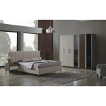 BALABA PACK LIT AVEC RANGEMENT+ 2 CHEVETS + COMMODE + MIROIR