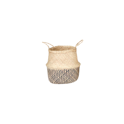 VETNAM PANIER OSIER BEIGE / NOIR  16x10x26 CM