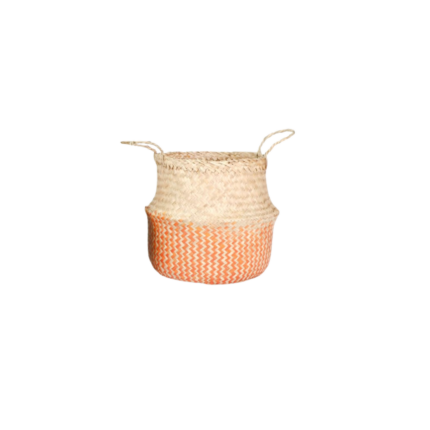 VETNAM PANIER OSIER  BEIGE / ORANGE 22x11x28 CM