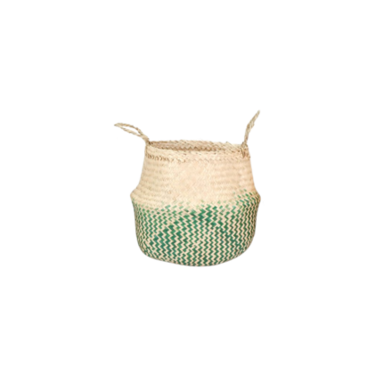 VETNAM PANIER OSIER BEIGE / VERT 22x11x28 CM