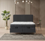 WINART LIT AVEC RANGEMENT + MATELAS+ LINGE DE LIT - Anthracite, 160X200