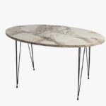 TEREK TABLE BASSE  MARBRE  BLANC PIED NOIRE 42x90x50 CM