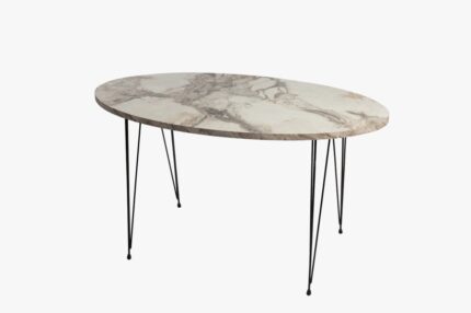 TEREK TABLE BASSE  MARBRE  BLANC PIED NOIRE 42x90x50 CM