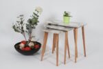 NAPOLI TABLE GIGOGNE BLANC MARBRE 52X70X40/49X55X38/46X38X36