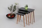 NAPOLI TABLE GIGOGNE  NOIR MARBRE 52X70X40/49X55X38/46X38X36