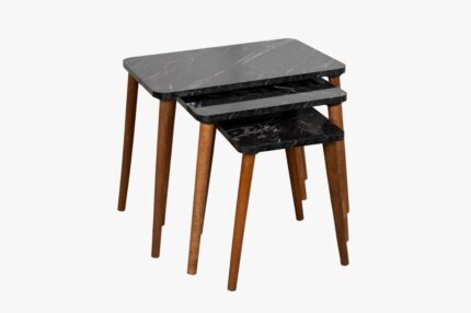 NAPOLI TABLE GIGOGNE  NOIR MARBRE 52X70X40/49X55X38/46X38X36