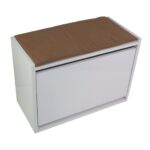 OTTOMAN RANGEMENT CHAUSSURE 2 NIVEAUX BLANC+ ASSIS 64X45X31