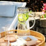 CARAFE EN VERRE TRANSPARANT TETE INOX 20 CM