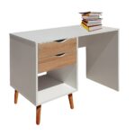 BOSTON BUREAU 2 TIROIRS BLANC / CHENE