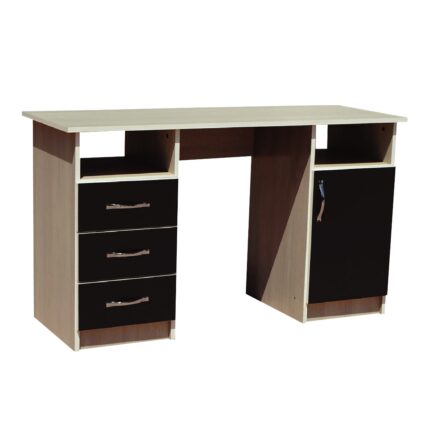 STUDY BUREAU 3 TIROIRS+3 NICHES+1PORTE CL CHENE GRIS