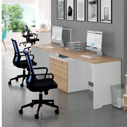 SPACE  BUREAU AVEC CAISSON  CLR CHENE ET GRIS