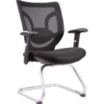 FAUTEUIL VISITEUR SIMON EN MESH NOIR