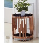 TABLE DE COIN DIAMANT PIED DORE HAUT EN VERRE NOIR