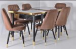 SALLE À MANGER EXTENSIBLE PRESTIGE + 6 CHAISES PIED DORE
