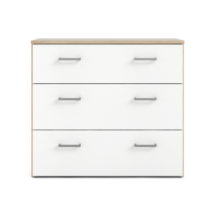SPACE MEUBLE DE RANGEMENT 3 TIROIRS OAK STRUCTURE WHITE