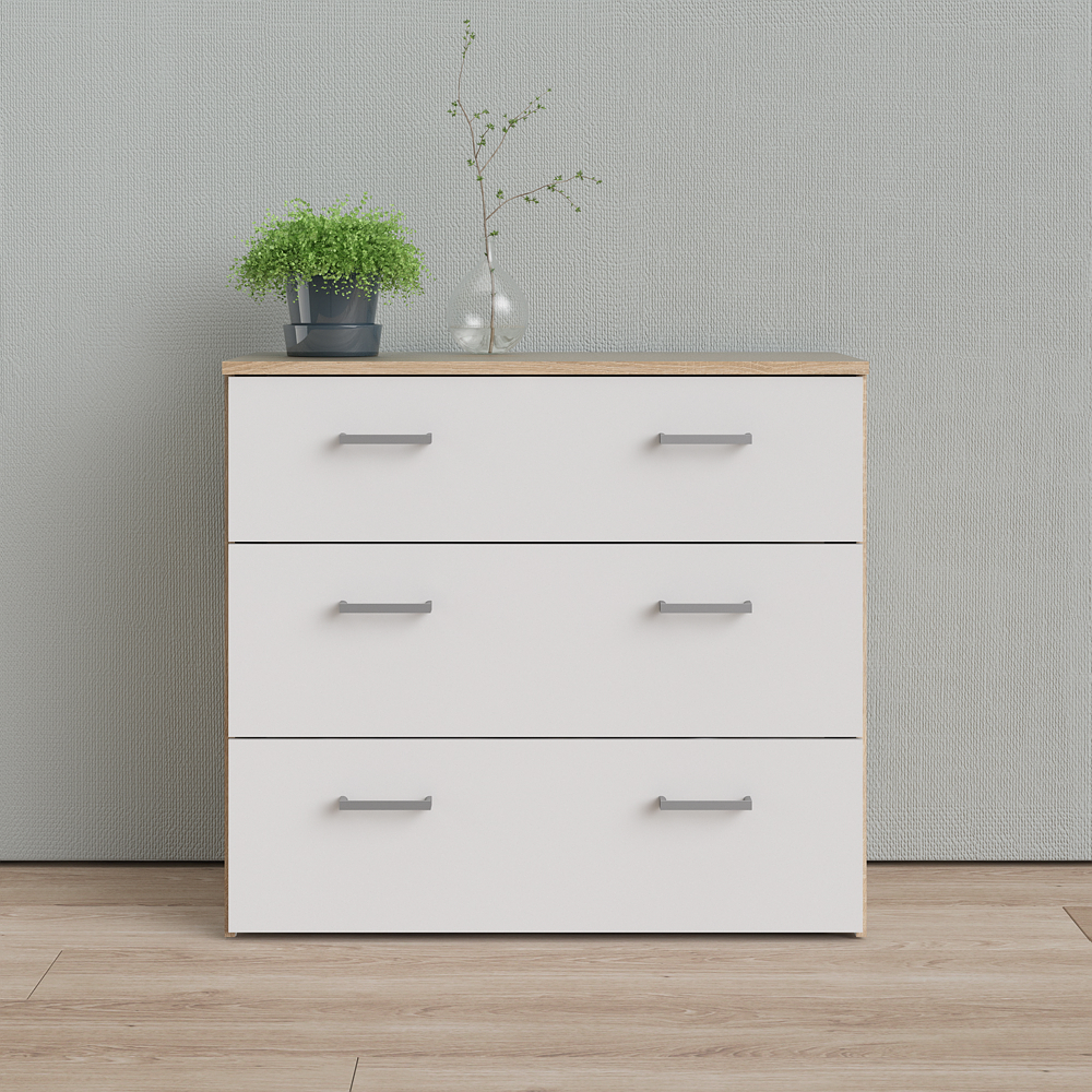 SPACE MEUBLE DE RANGEMENT 3 TIROIRS OAK STRUCTURE WHITE