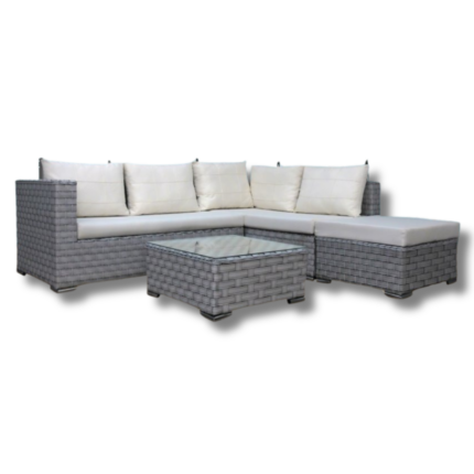 ZANZIBAR SALON AVEC POUF + TABLE  STRUCTURE ALUMINUM