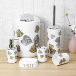 SET ACCESSOIRE SALLE DE BAIN 6 PCS FEUILLE D'ARBRE