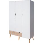 BOSTON ARMOIRE 3 PORTES 2 TIR BLANC/CHENE GOLD