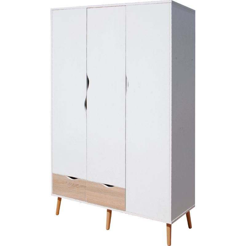 BOSTON ARMOIRE 3 PORTES 2 TIR BLANC/CHENE GOLD BOSTON ARMOIRE 3 PORTES 2 TIR BLANC/CHENE GOLD