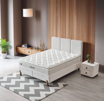 BOHEM SOMMIER 160x200CM AVEC RANGEMENT + 2 CHEVETS+MATELAS BOHEM