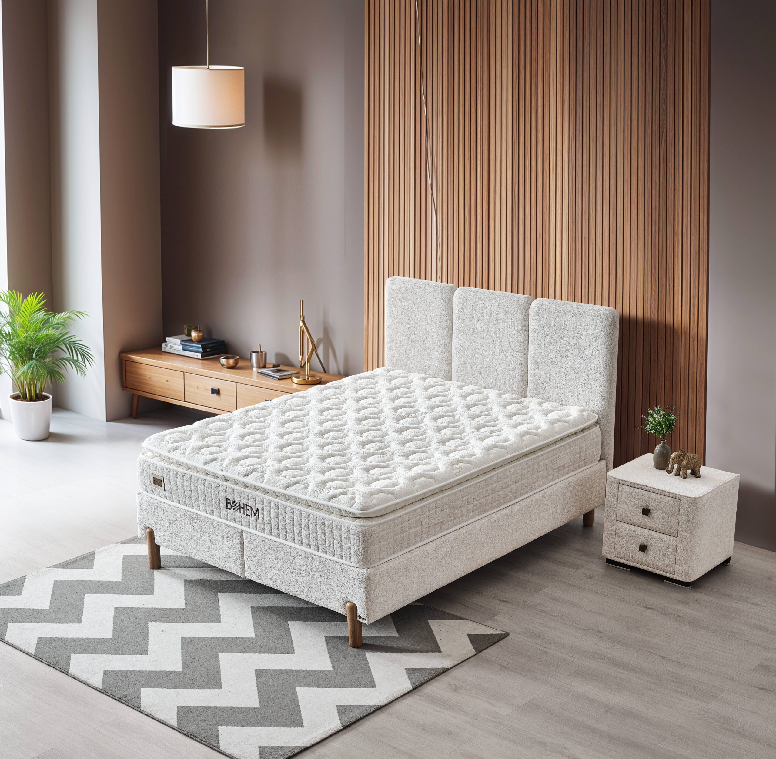 BOHEM SOMMIER 160x200CM AVEC RANGEMENT + 2 CHEVETS+MATELAS BOHEM BOHEM SOMMIER 160x200CM AVEC RANGEMENT + 2 CHEVETS+MATELAS BOHEM