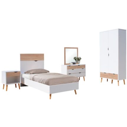 BOSTON COMMODE 4 TIR BLANC/CHENE GOLD