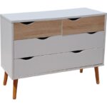 BOSTON COMMODE 4 TIR BLANC/CHENE GOLD