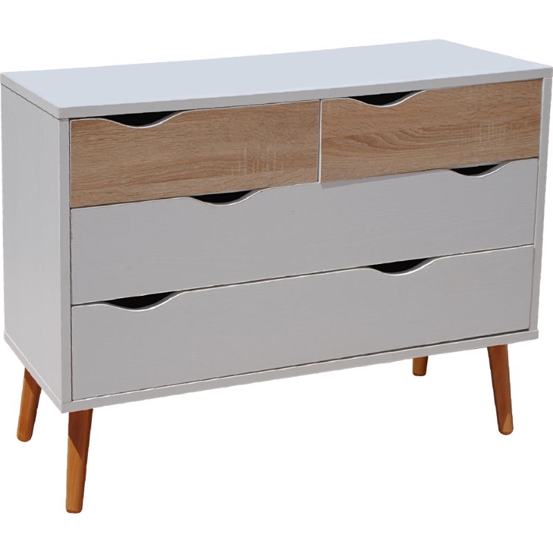 BOSTON COMMODE 4 TIR BLANC/CHENE GOLD BOSTON COMMODE 4 TIR BLANC/CHENE GOLD