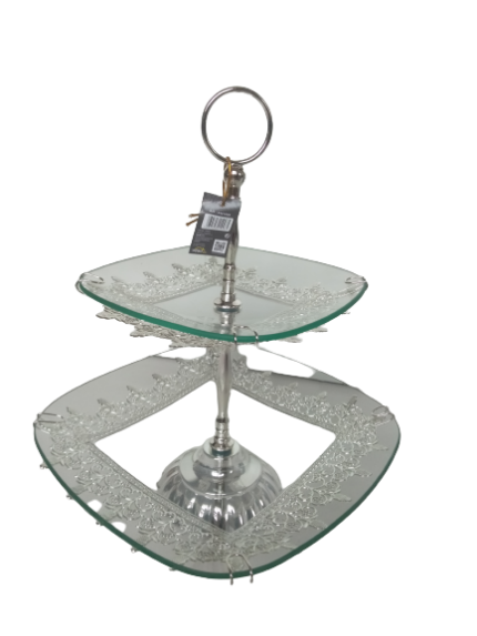 SERVITEUR GATEAU 2 NIVEAUX 29,5X29,5/21X21 CM