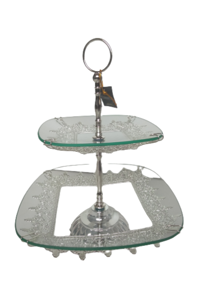 SERVITEUR GATEAU 2 NIVEAUX 29,5X29,5/21X21 CM