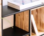ÉTAGÈRE RECTANGULAIRE BOIS DE SAPIN MÉTAL NOIR