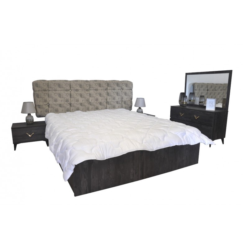 PACK TRESOR : lit 160 x 200 + 2 chevets + commode + miroir PACK TRESOR : lit 160 x 200 + 2 chevets + commode + miroir