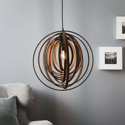 TRIO SUSPENSION BOOLAN BOIS NATUREL  MARRON 50XH150CM